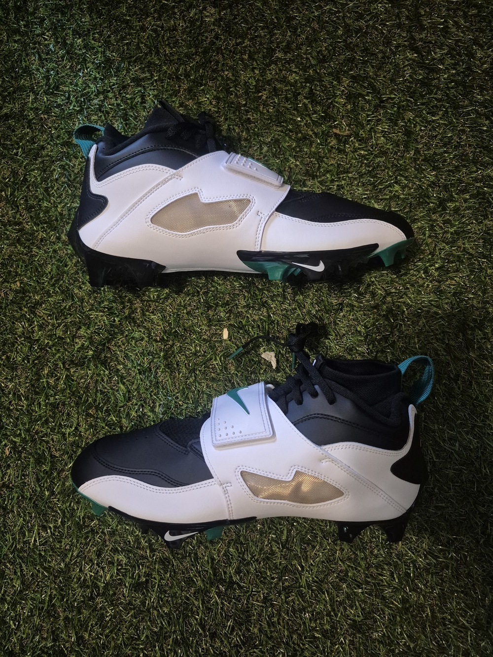 Nike Black White Teal Football Cleats